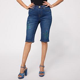 "As Is" DG2 by Diane Gilman Crystal Embellished Pull-On Bermuda