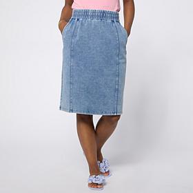 "As Is" DG2 by Diane Gilman Denim Pull-On Sport Luxe Skirt