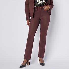 "As Is" DG2 by Diane Gilman Faux Suede 5-Pocket Straight-Leg Pant