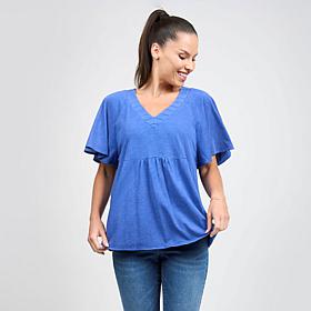 "As Is" DG2 by
Diane Gilman Flutter-Sleeve V-neck Top