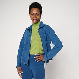 "As Is" DG2 by Diane Gilman Knit Flex Zip-Front Seamed Jacket