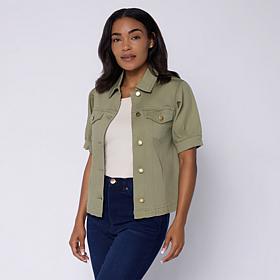 "As Is" DG2 by Diane Gilman Legacy Stretch Denim Puff Sleeve Jacket