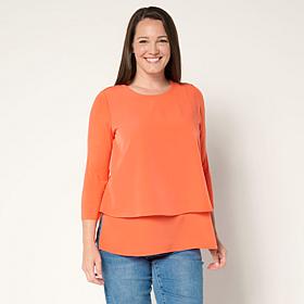 "As Is" DG2 by Diane Gilman Mixed-Media 3/4-Sleeve Easy Top