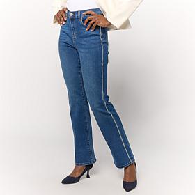 "As Is" DG2 by Diane Gilman New Classic Stretch Denim Crystal Bootc...
