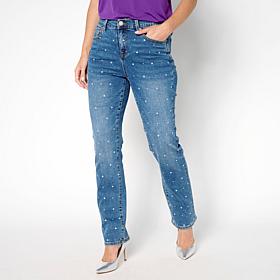 "As Is" DG2 by Diane Gilman New Classic Stretch Denim Embellished Jean