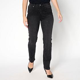 "As Is" DG2 by Diane Gilman New Classic Stretch Denim Embellished Jean