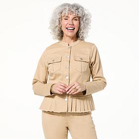 As Is DG2 by Diane Gilman New Classic Stretch Denim Peplum Jacket