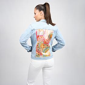 "As Is" DG2 by Diane Gilman New Classic Stretch Denim Scarf Panel B...