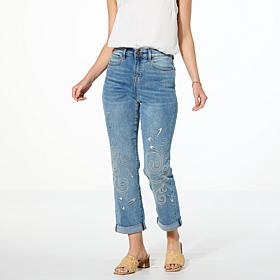 "As Is" DG2 by Diane Gilman New Classic Stretch Embroidered Girlfri...