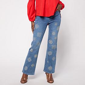 "As Is" DG2 by Diane Gilman New Classic Stretch Medallion Flare Jean