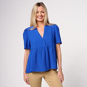 "As Is" DG2 by
Diane Gilman Puff Sleeve V-Neck Blouse