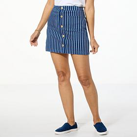 "As Is" DG2 by Diane Gilman Super Stretch Knit Denim Skort with But...