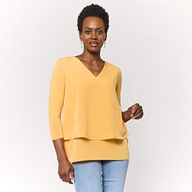 "As Is" DG2 by Diane Gilman V-Neck 3/4-Sleeve Easy Top