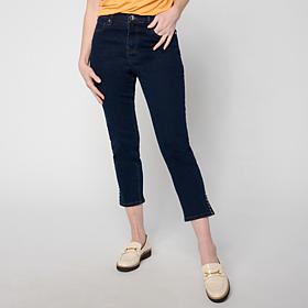 "As Is" Diane Gilman Legacy Stretch Denim Studded Skinny Crop Jean