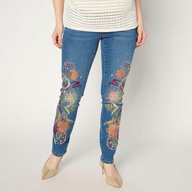 "As Is" Diane Gilman New Classic Stretch Embellished Skinny Jean
