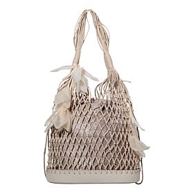 "As Is" DiFerdinando Secret Garden Macrame Flower Tote Bag