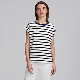 "As Is" Elle Get the Look Striped Knit Top with Embellishment