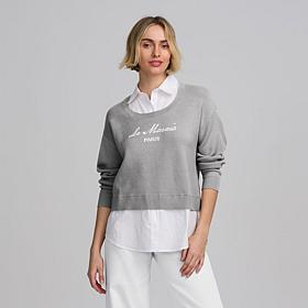 "As Is" Elle Get the Look Twofer Mixed Media Sweater
