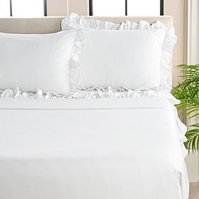 "As Is" Emryn House 300TC 100% Cotton 4-piece Ruffle Sheet Set