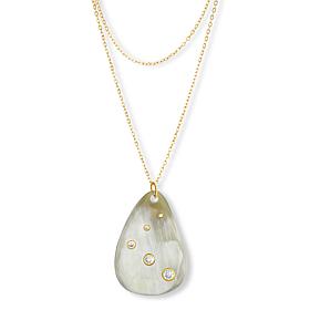 "As Is" Faire Collection Simone 32" CZ Handcarved Teardrop Necklace