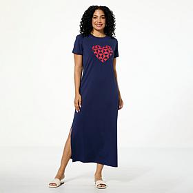 "As Is" G by Giuliana Americana Knit Graphic Maxi T-Shirt Dress