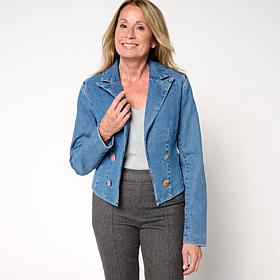 "As Is" G by Giuliana Black Label Denim Jacket with Jewel Buttons