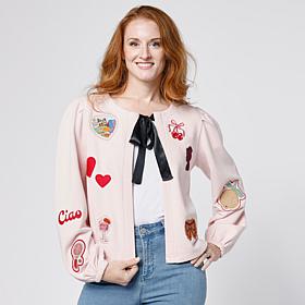 "As Is" G by Giuliana Black Label Embroidered Knit Cardigan