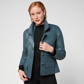 "As Is" G by Giuliana Black Label Leather Lapel Jacket