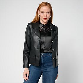 "As Is" G by Giuliana Black Label Leather Lapel Jacket