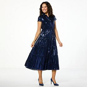 "As Is" G by Giuliana Black Label Sequin Tiered Maxi Dress