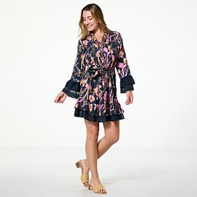"As Is" G by Giuliana Black Label Woven Embroidered Dress with Tier...
