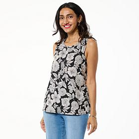 "As Is" G by Giuliana Court to Resort Embellished Print Tank