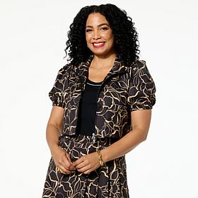 "As Is" G by Giuliana Court to Resort Printed Puff-Sleeve Cropped J...