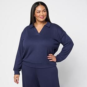 "As Is" G by Giuliana Diamond Knit Polo Sweatshirt