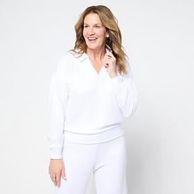 "As Is" G by Giuliana Diamond Knit Polo Sweatshirt