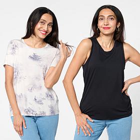 "As Is" G by Giuliana EcoLuxe 2-pack Tee and Tank Set
