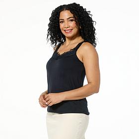 "As Is" G by Giuliana EcoLuxe Tank Top with Lace Trim