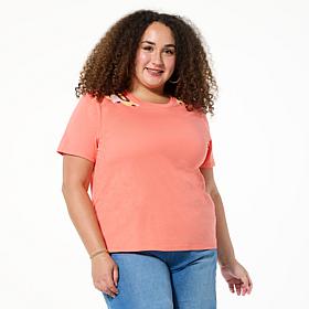 "As Is" G by Giuliana Embellished Cotton-Blend Knit Tee