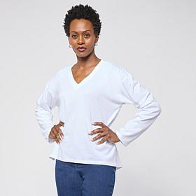 "As Is" G by Giuliana Knit V-Neck Pullover with High Low Hem