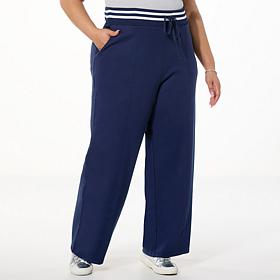 "As Is" G by Giuliana Ponte Knit Wide-Leg Pull-On Pant w/ Rib Knt Trim