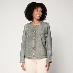 "As Is" G by Giuliana Printed Denim-Like Knit Jacket