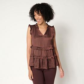 "As Is" G by Giuliana Ruffled Sleeveless Top
