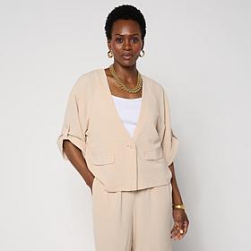 "As Is" G by Giuliana Short Sleeve Stretch Woven Jacket