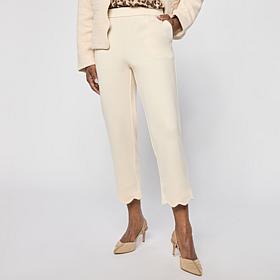 "As Is" G by Giuliana Siena Knit Ponte Scallop Hem Cropped Pant