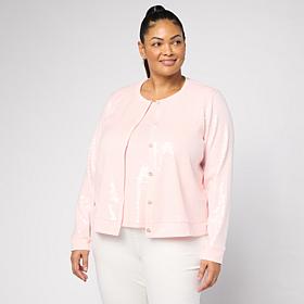 "As Is" G by Giuliana Sweater Cardigan with Clear Sequins