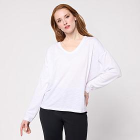 "As Is" G by Giuliana Textured Gauze Knit V-Neck Pullover Top