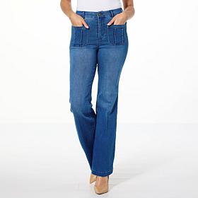 "As Is" G by Giuliana The Trouser G-Soft Denim Sateen Wide-Leg Jean