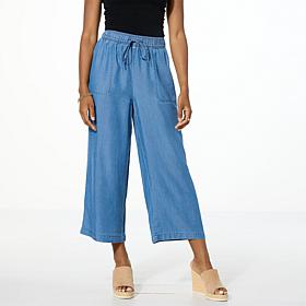 "As Is" G by Giuliana Woven Tencel Cropped Wide-Leg Pull-On Pant