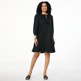 "As Is" G by Giuliana Woven Tencel Flounced Hem Shift Dress