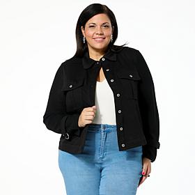 "As Is" GREY by Jhoan Sebastian Grey Knit Denim Jacket w/Mesh Sweat...